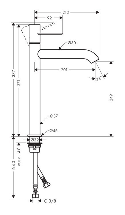 Axor Uno 250 bateria umywalkowa wysoka XL uchwyt loop nikiel szczotkowany 38034820