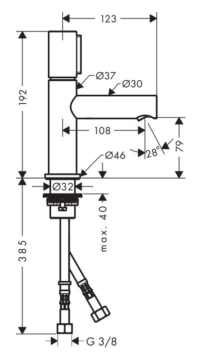 Axor Uno 80 bateria umywalkowa uchwyt select chrom połysk 45015000