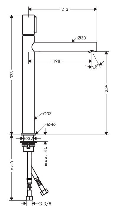 Axor Uno 260 bateria umywalkowa wysoka XL uchwyt select nikiel szczotkowany 45014820