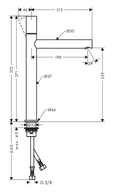 Axor Uno 260 bateria umywalkowa wysoka XL uchwyt zero nikiel szczotkowany 45004820