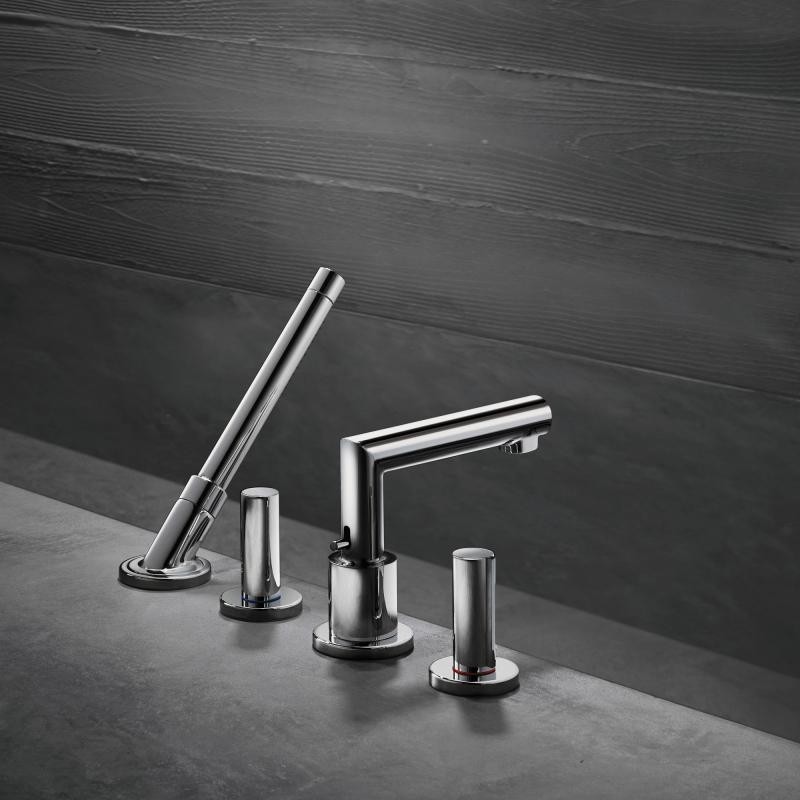 Axor Uno bateria wannowa 4-otworowa na brzeg wanny uchwyt zero nikiel szczotkowany 45444820