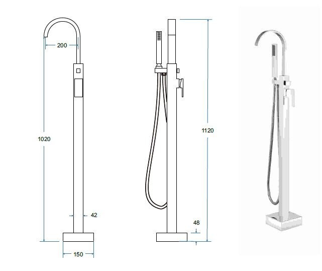 BESCO Modern II bateria wannowa wolnostojąca podłogowa czarny matowy