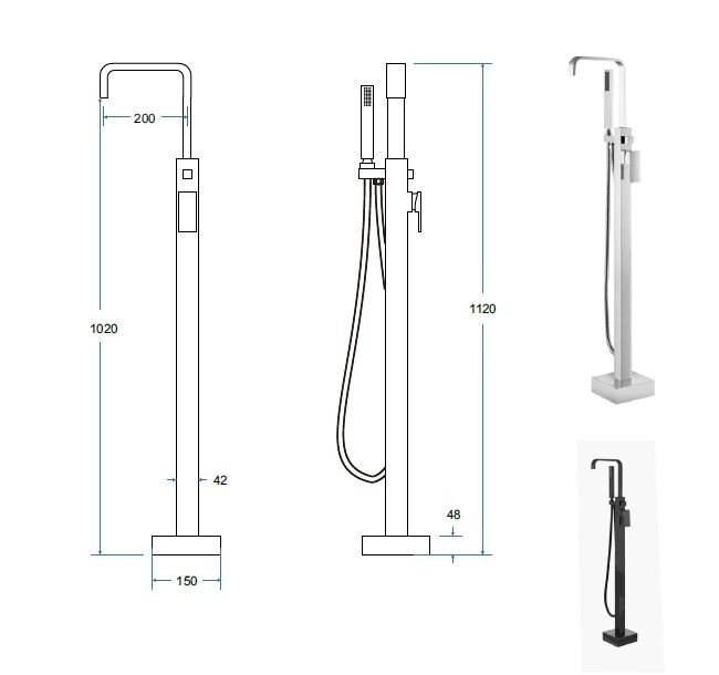 BESCO Modern I bateria wannowa wolnostojąca podłogowa chrom połysk