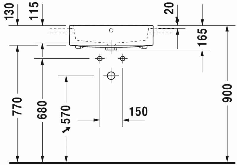 Duravit Vero Air umywalka półblatowa 55 cm z przelewem i otworem na baterię biały 0382550000
