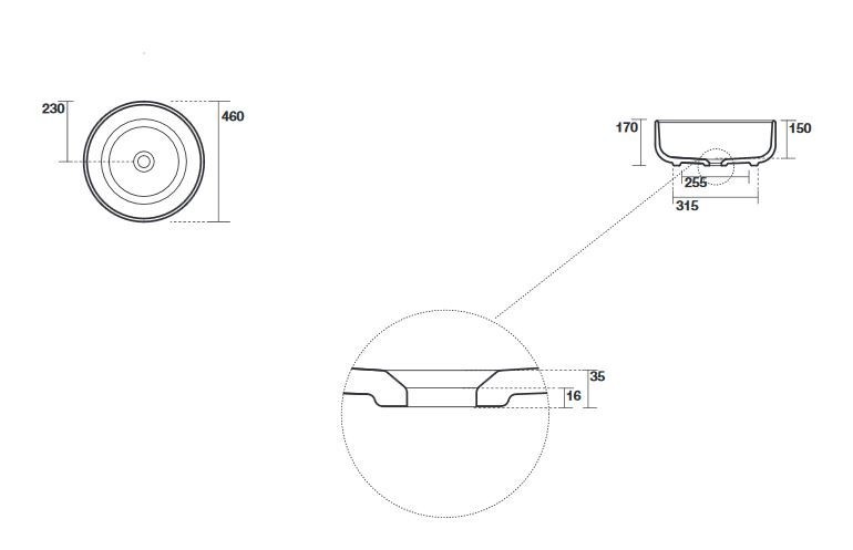 Kerasan Ciotola C2 umywalka stawiana na blat 46x46 cm nero czarny matowy 430231
