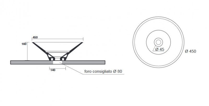 Kerasan Deco Cocktail umywalka stawiana na blat 45x45 cm biały / czarny mat 480124