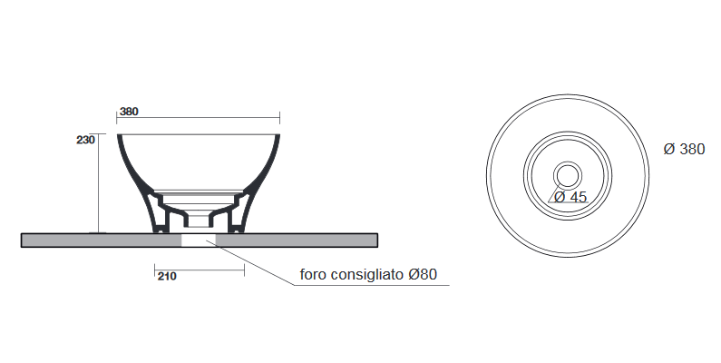 Kerasan Deco Hurricane umywalka stawiana na blat 38x38 cm biały / czarny mat 480324