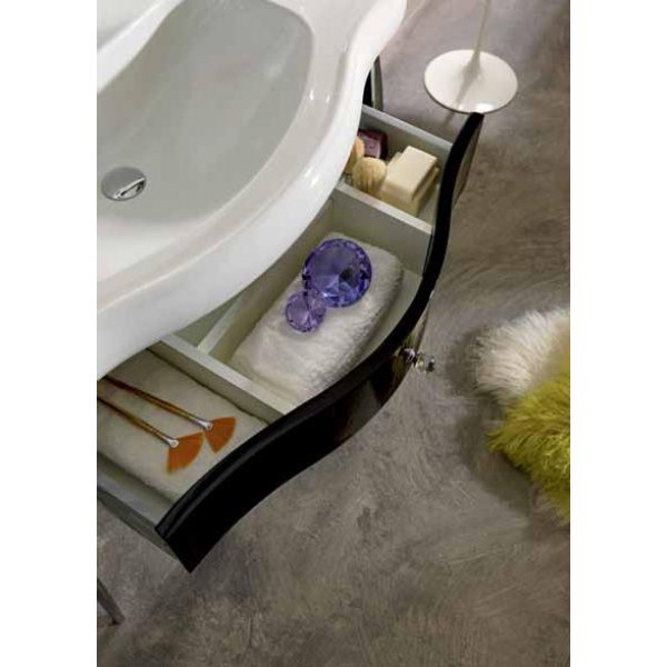 Kerasan Retro konsola z szufladą szafka czarna pod umywalkę 100 cm nogi chrom połysk 7363K3