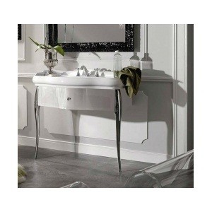Kerasan Retro konsola z szufladą szafka biała pod umywalkę 100 cm nogi chrom połysk 7363K7