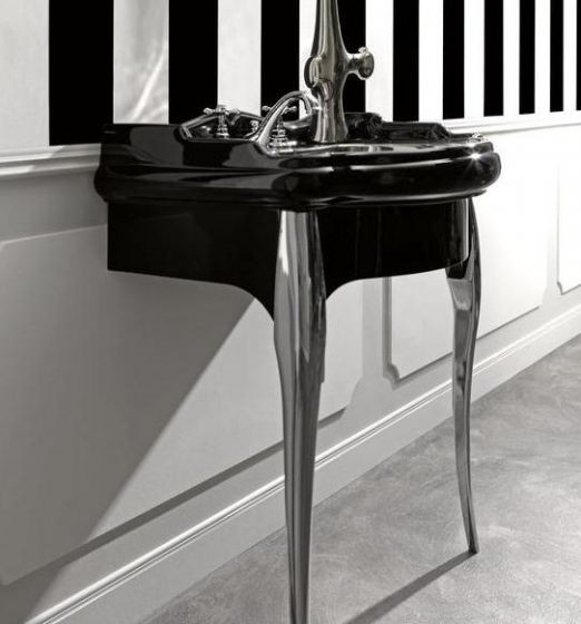 Kerasan Retro konsola na chromowanych nogach czarna pod umywalkę 73 cm chrom połysk 7362K2