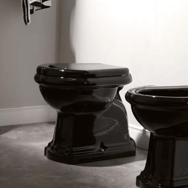 Kerasan Retro muszla stojąca czarna odpływ poziomy nero 101104