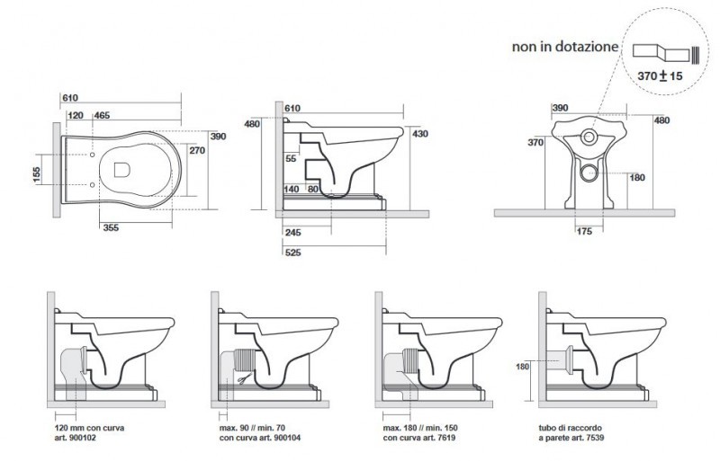 Kerasan Retro muszla stojąca btw przyścienna czarny nero odpływ uniwersalny 101604