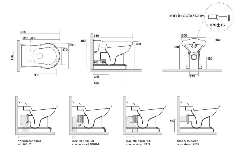 Kerasan Retro muszla stojąca btw przyścienna biały odpływ uniwersalny 101601