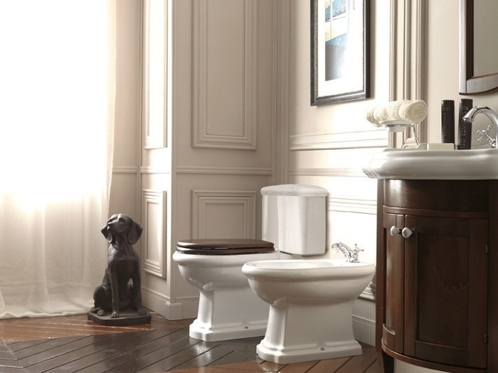 Kerasan Retro muszla stojąca do kompaktu czarna nero odpływ pionowy 101204