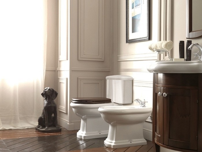 Kerasan Retro muszla stojąca do kompaktu czarna odpływ poziomy nero 101304