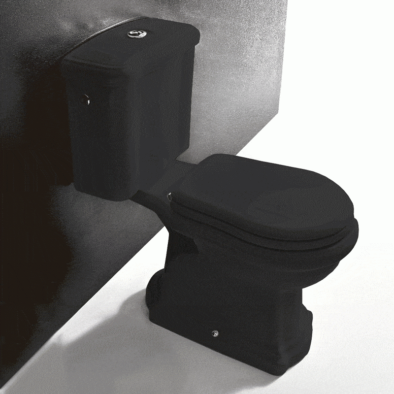 Kerasan Retro muszla stojąca do kompaktu czarna nero odpływ pionowy 101204