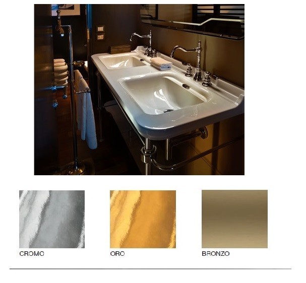 Kerasan Waldorf umywalka podwójna 150x55 cm retro biały bronzo brąz 4143K3