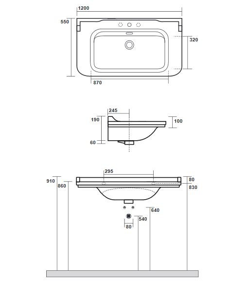 Kerasan Waldorf umywalka 120x55 cm retro biały złoty 4144K2