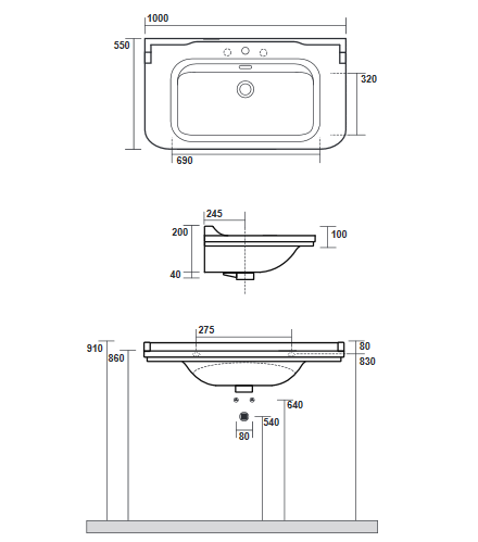 Kerasan Waldorf umywalka 100x55 cm retro biały chrom 4142K1