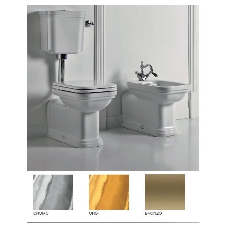 Kerasan Waldorf bidet wiszący retro biały brąz bronzo 4125K3