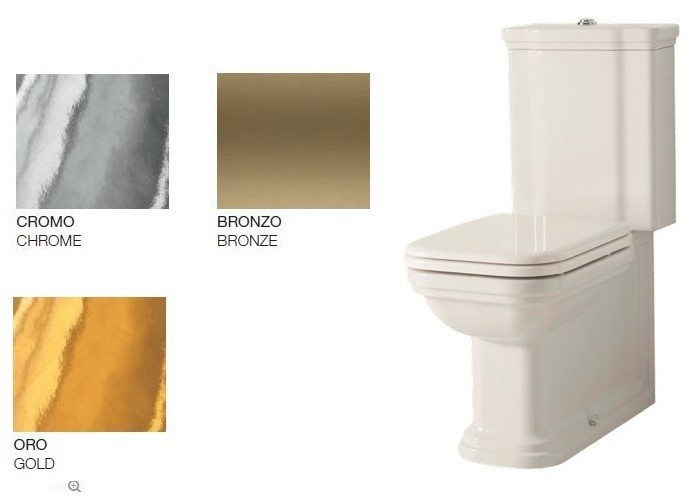 Kerasan Waldorf muszla ze spłuczką kompletna kompakt retro mechanizm brąz bronzo biały 411701 418101 750993