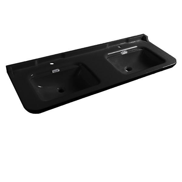 Kerasan Waldorf umywalka podwójna 150x55 cm retro nero czarny chrom 4143K4