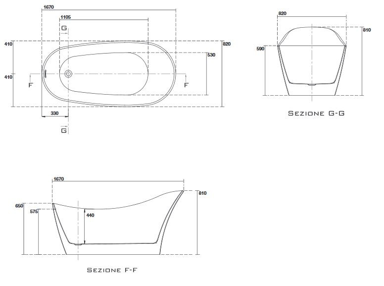 Kerasan Waldorf wanna wolnostojąca 167x82 cm akryl biały 743201