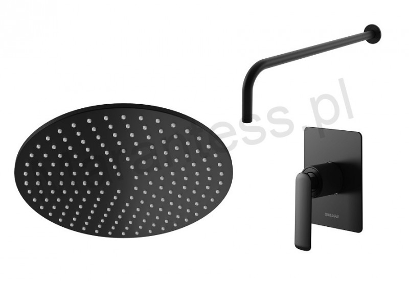 Kohlman Black Experience komplet zestaw podtynkowy z deszczownicą 30 cm czarny matowy QW220EBR30