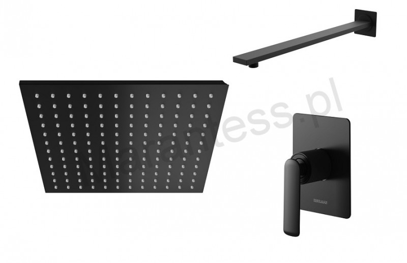 Kohlman Black Experience komplet zestaw podtynkowy z deszczownicą 30 cm czarny matowy QW220EBQ30