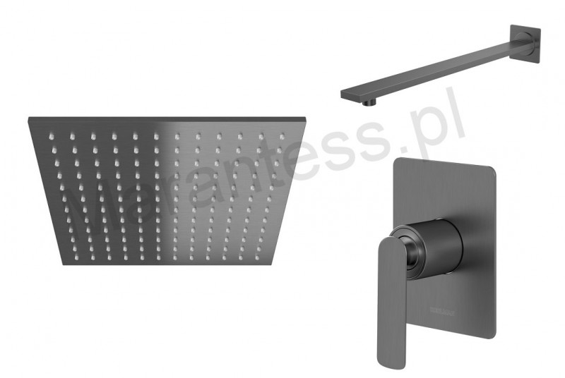 Kohlman Gray Experience komplet zestaw podtynkowy z deszczownicą 30 cm grafit szczotkowany QW220EGQ30