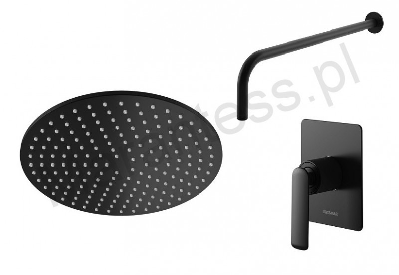 Kohlman Black Experience komplet zestaw podtynkowy z deszczownicą 25 cm czarny matowy QW220EBR25