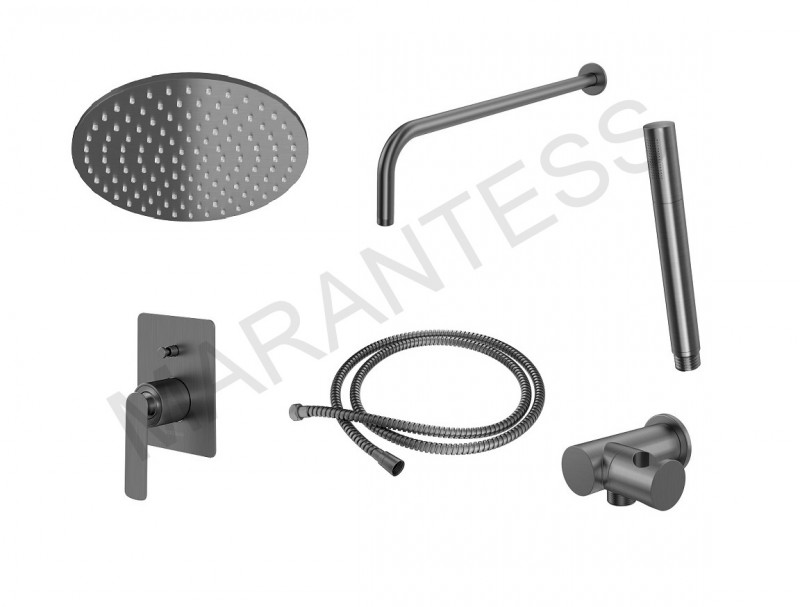 Kohlman Gray Experience komplet zestaw podtynkowy z deszczownicą 25 cm i słuchawką grafit szczotkowany QW210EGR25