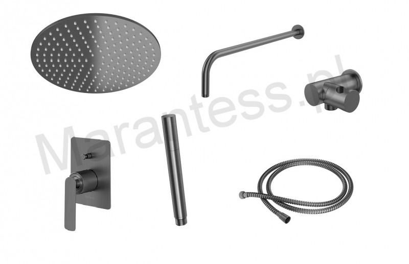 Kohlman Gray Experience komplet zestaw podtynkowy z deszczownicą 30 cm i słuchawką grafit szczotkowany QW210EGR30