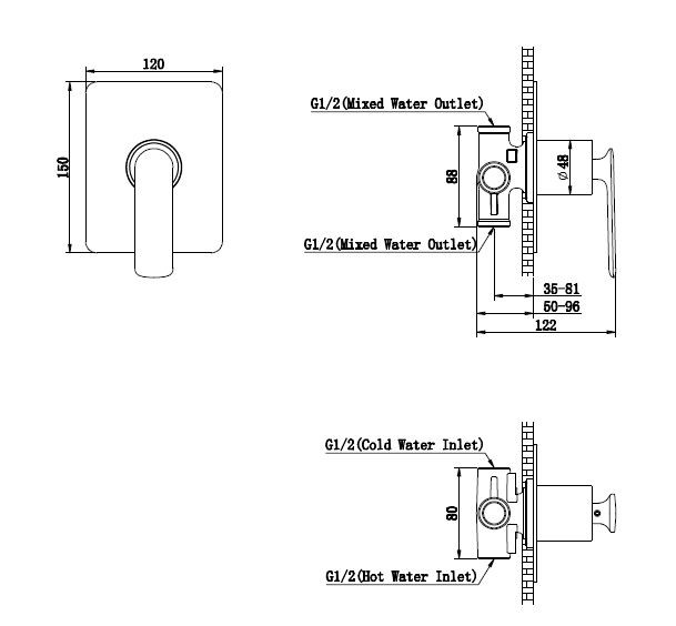 Kohlman Gray Experience bateria prysznicowa podtynkowa 1-drożna grafit szczotkowany QW220EG