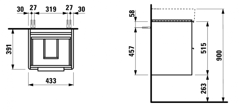Laufen Base szafka pod umywalkę 55 cm podwieszana jasny wiąz H4021521102621