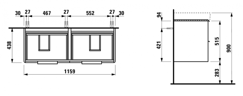 Laufen Base szafka pod umywalkę 120 cm podwieszana jasny wiąz H4024941102621
