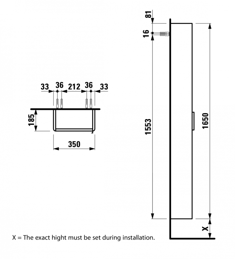 Laufen Base szafka wysoka słupek lewy 165 cm jasny wiąz H4026411102621
