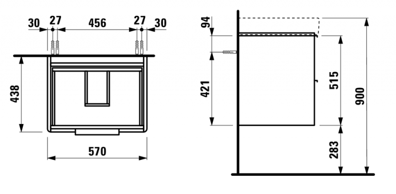 Laufen Base szafka pod umywalkę 60 cm podwieszana biały połysk H4022321102611