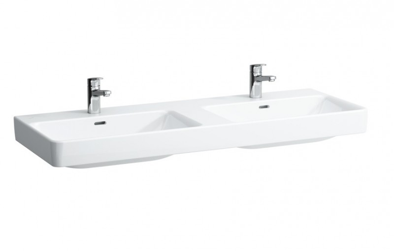 Laufen Pro-S umywalka podwójna dwukomorowa 130cm z 2 otworami biały H8149680001041