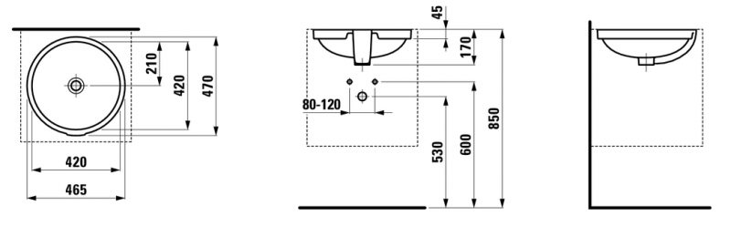 Laufen Pro-A umywalka podblatowa okrągła 42cm biały H8189620001091