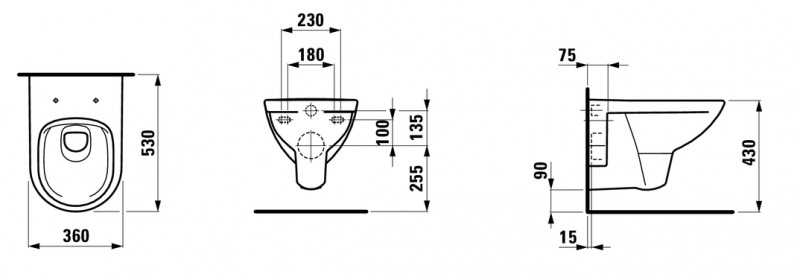 Laufen PRO B Rimless muszla wisząca 53cm H8209600000001