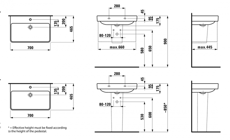 Laufen Pro-S umywalka 70cm z otworem biały H8109670001041