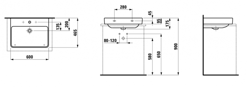 Laufen Pro-S umywalka szlifowana 60cm z otworem biały H8169630001041