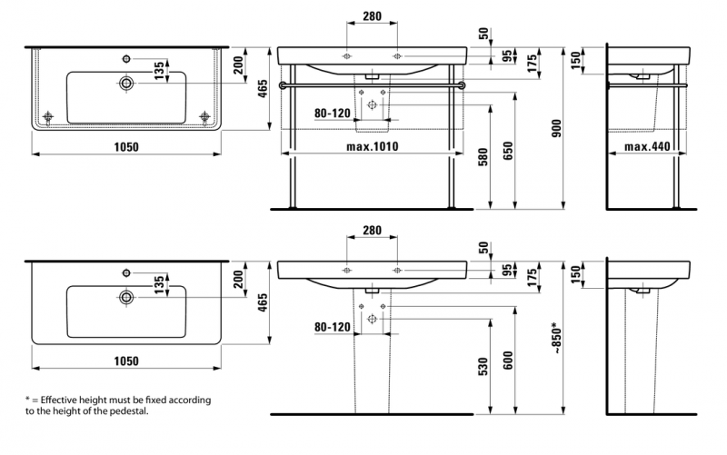 Laufen Pro-S umywalka 105cm z otworem biały H8139660001041