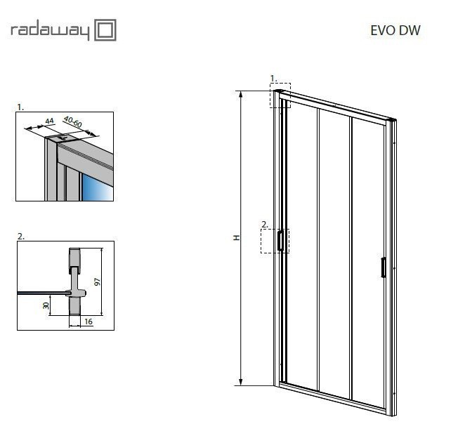 Radaway Evo drzwi wnękowe przesuwne 95 cm chrom przeźroczyste Easy Clean 335095-01-01