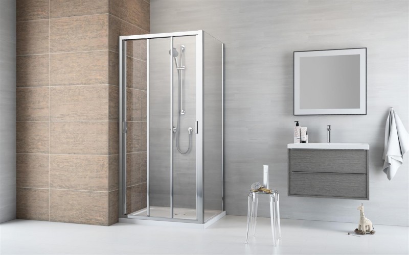 Radaway Evo DW+S kabina 75x80 drzwi przesuwne 75 i ścianka 80 chrom przeźroczyste Easy Clean 335075-01-01 + 336080-01-01
