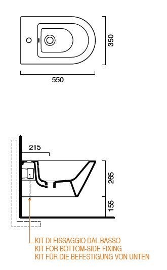 Catalano Zero 55 bidet wiszący gold/white złoty/biały 1BS55NRBO