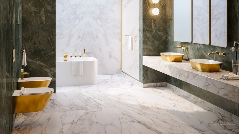 Catalano Green LUX 80 umywalka stawiana na blat 80x40 gold/white złoty/biały 180APGRLXBO