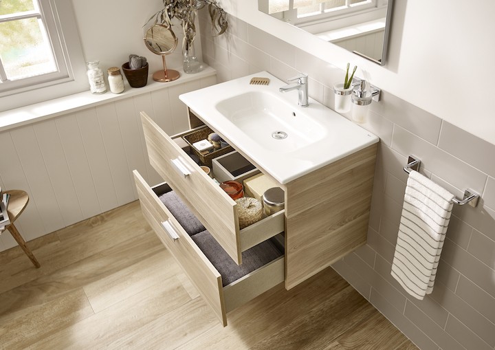 Roca Victoria Basic Unik 70 zestaw szafka z 2 szufladami + umywalka 70cm biały połysk A855853806