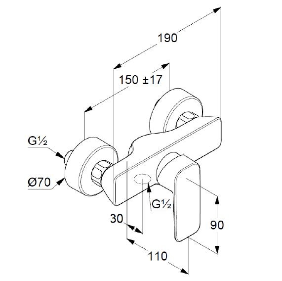 Kludi Pure&Style bateria prysznicowa ścienna chrom 408410575